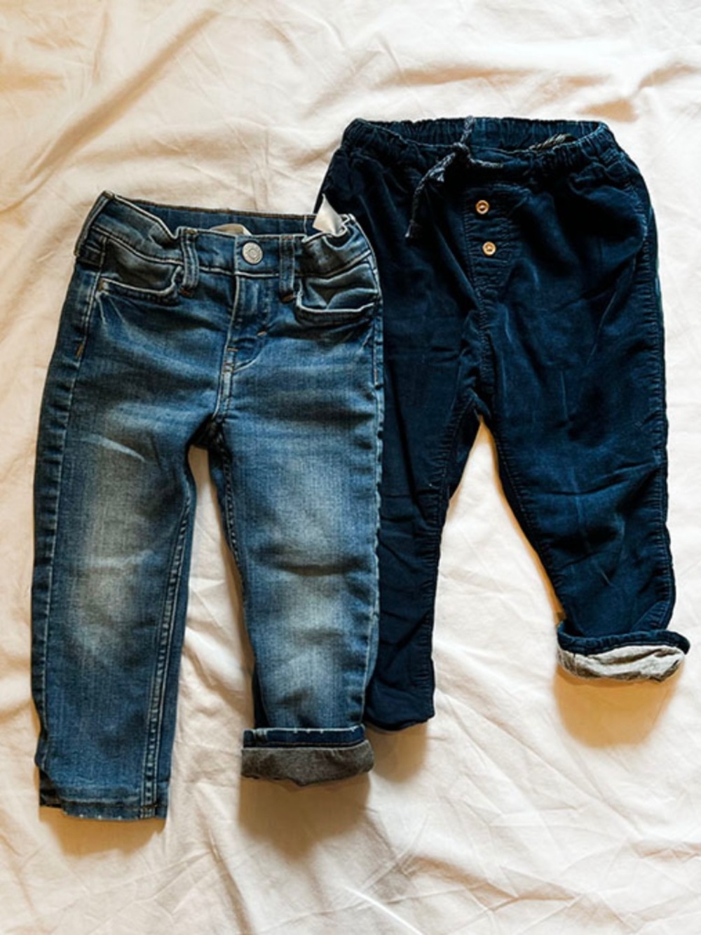 2T | LINED H&M Pant Set | Navy Cord + Denim
